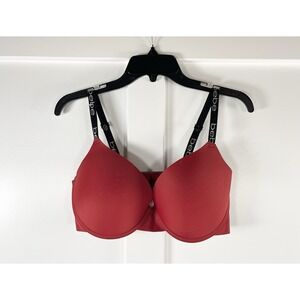 Bebe Spellout Strap Seamless Push Up Bra Streetwear Y2k Retro Coquette Red 36DD